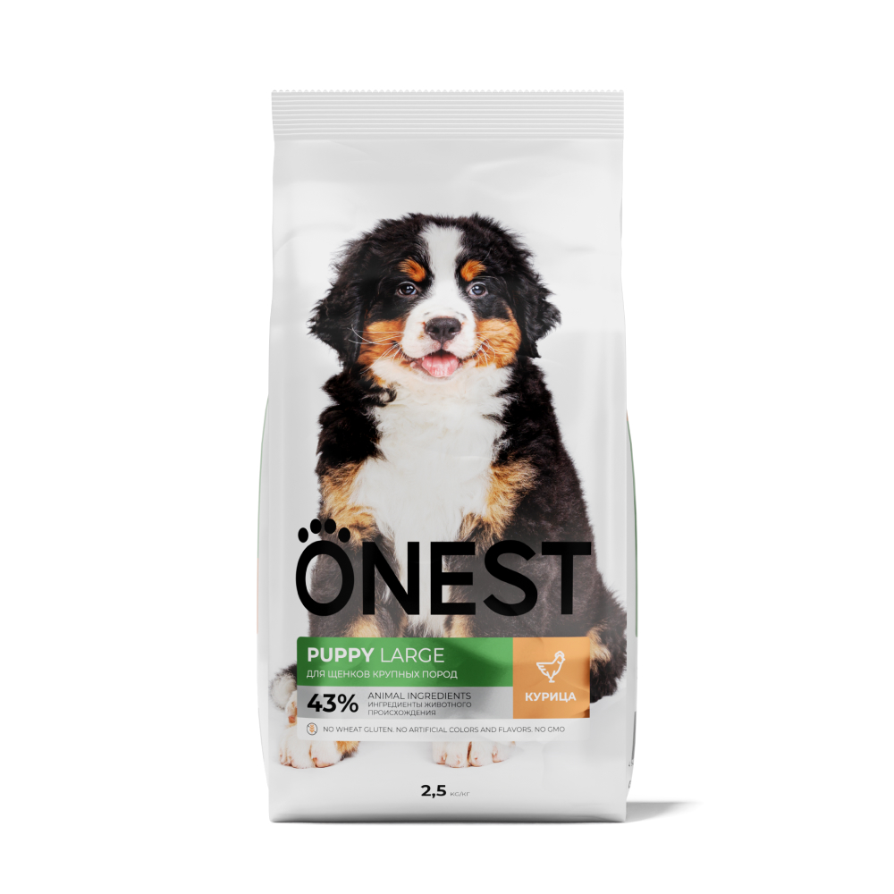 

ONEST Puppy Large Сухой полнорационный корм для щенков крупных пород, с курицей, 2,5 кг