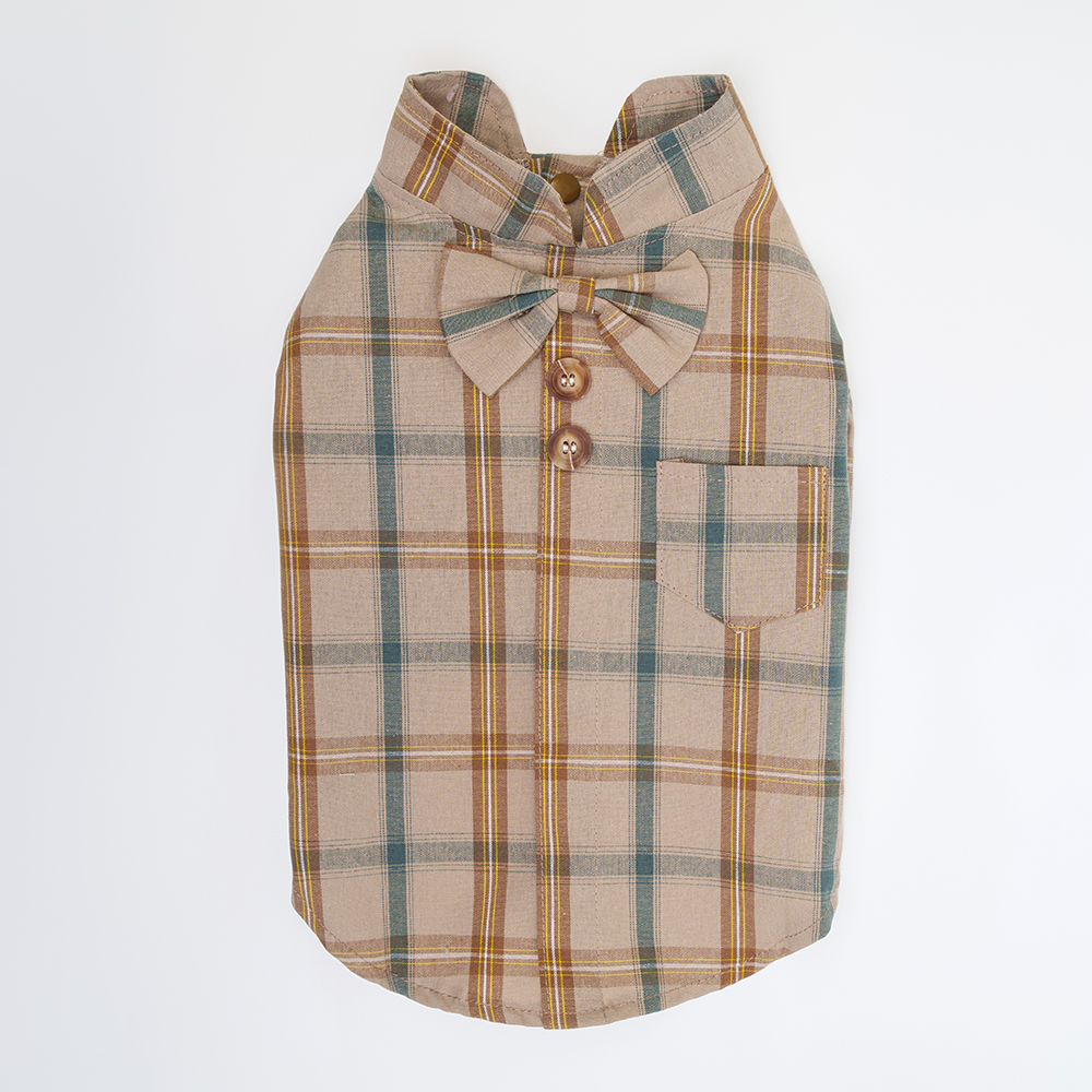 

RURRI Рубашка с бантом для собак, , кофейная, Коричневый