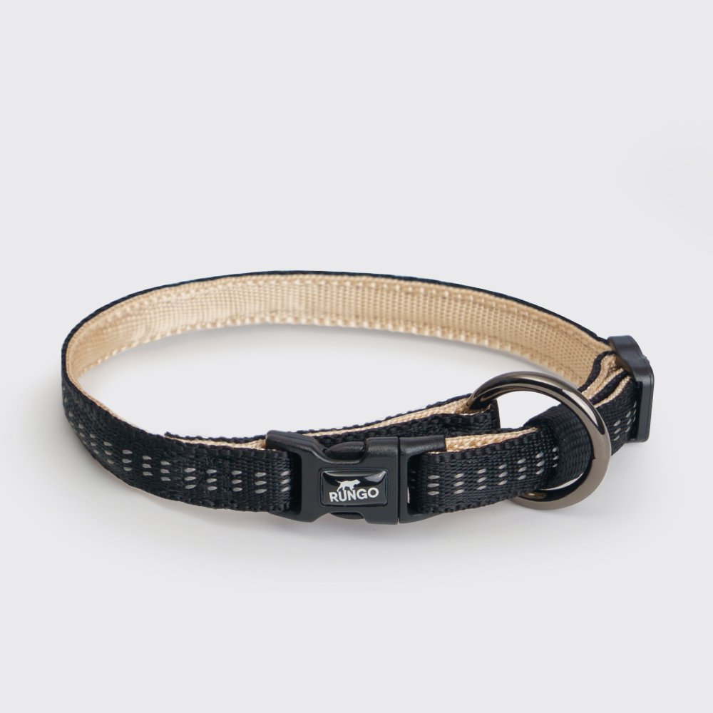 

Rungo Ошейник для собак Downtown, обхват шеи 35-55 см, ширина 2 см, черный с бежевым, Бежевый
