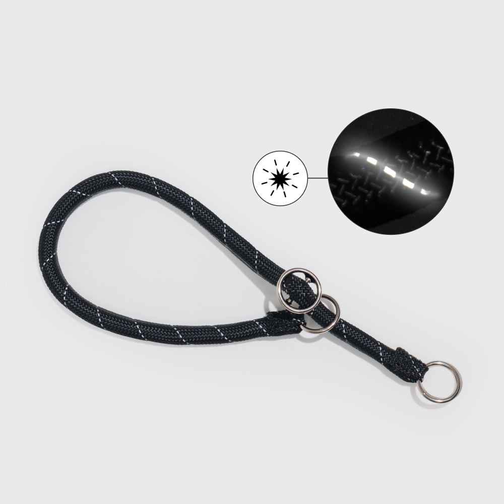Rungo Ошейник-полуудавка для собак Noose Reflect, обхват шеи 70 см, ширина 1,3 см, черный