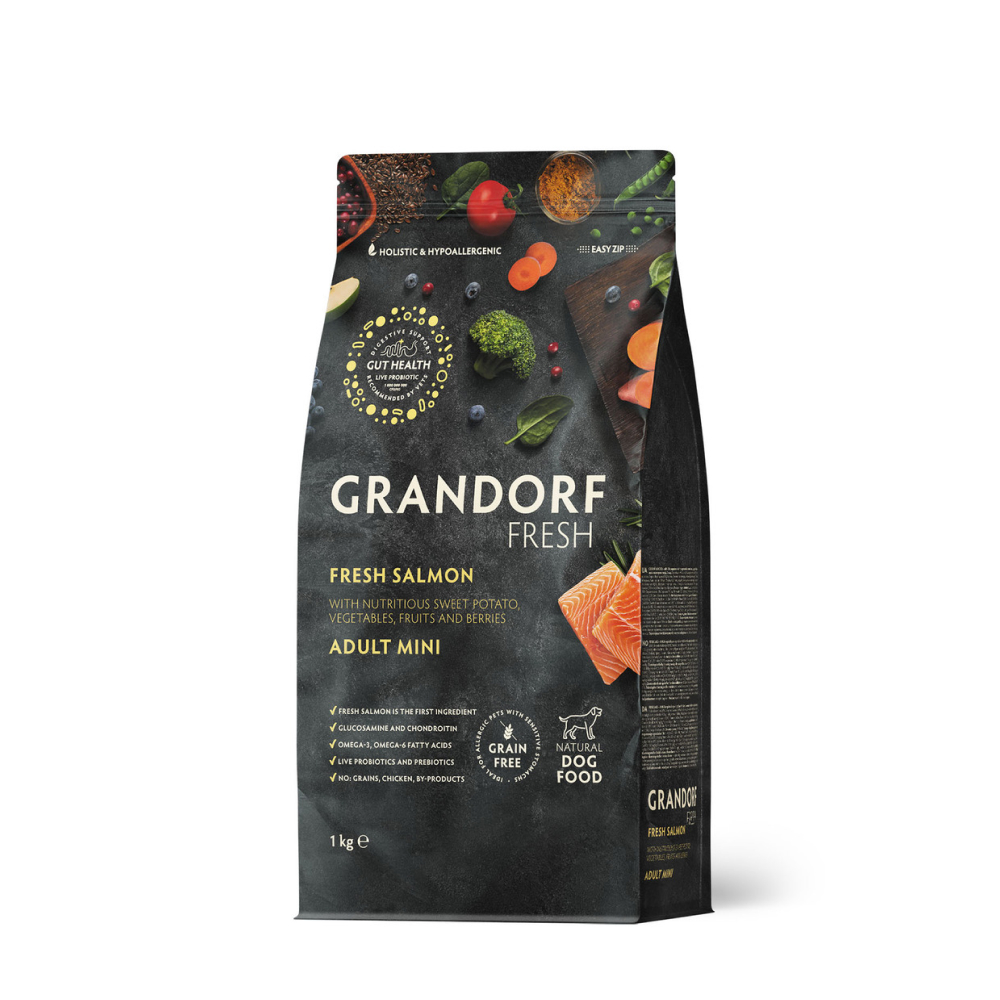 

Grandorf Fresh Adult Mini Сухой корм для собак мелких пород, с лососем и бататом, 1 кг