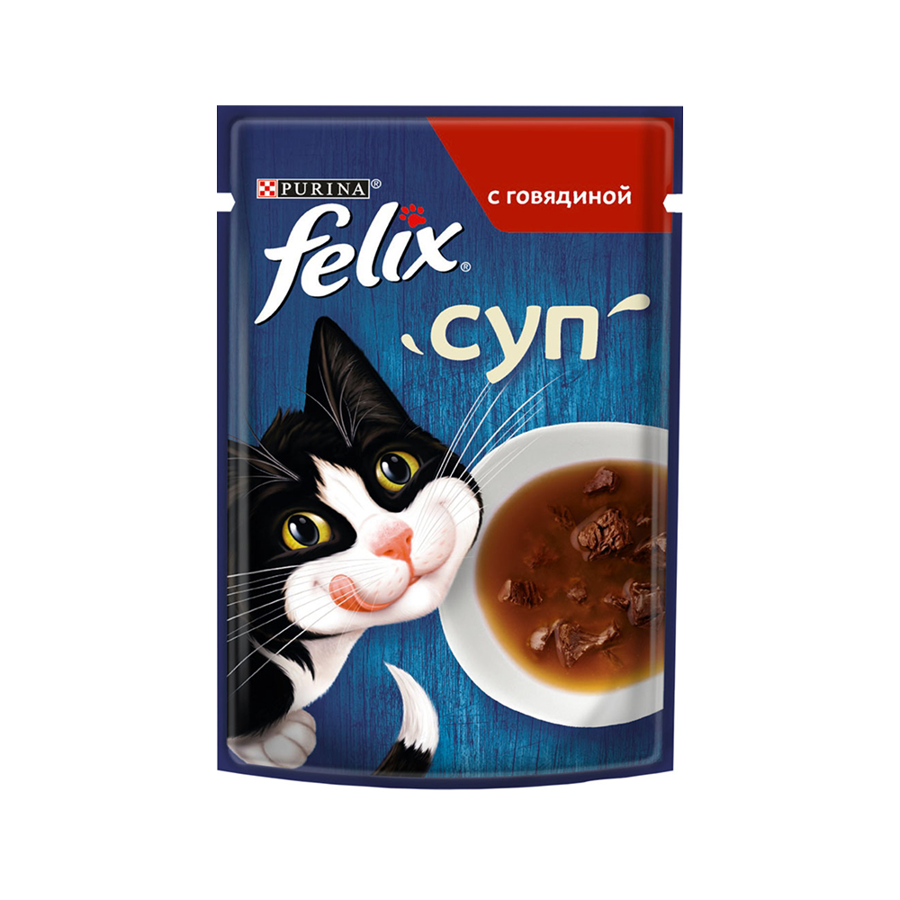 

Felix Влажный корм (пауч) для взрослых кошек, с говядиной в соусе, 48 гр.