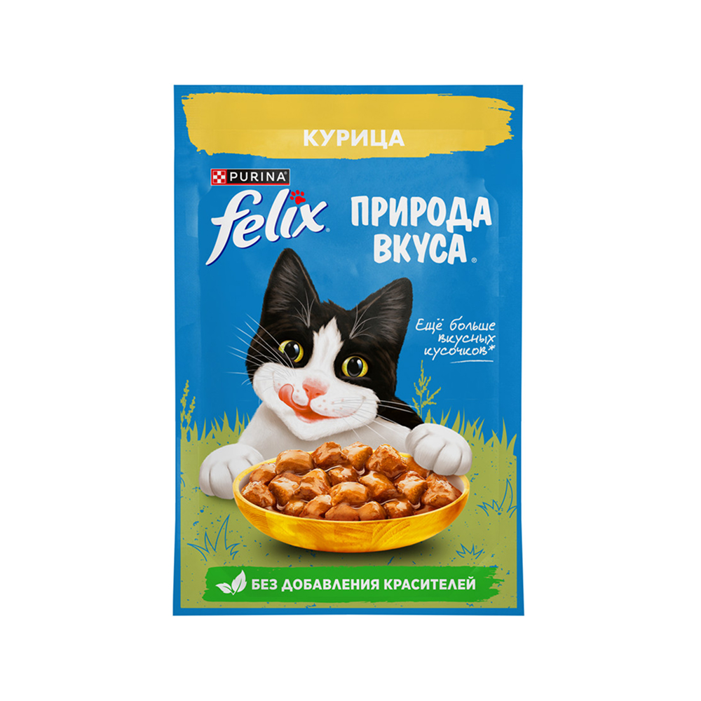 

Felix Влажный корм (пауч) для взрослых кошек Природа вкуса, с курицей в соусе, 75 гр.
