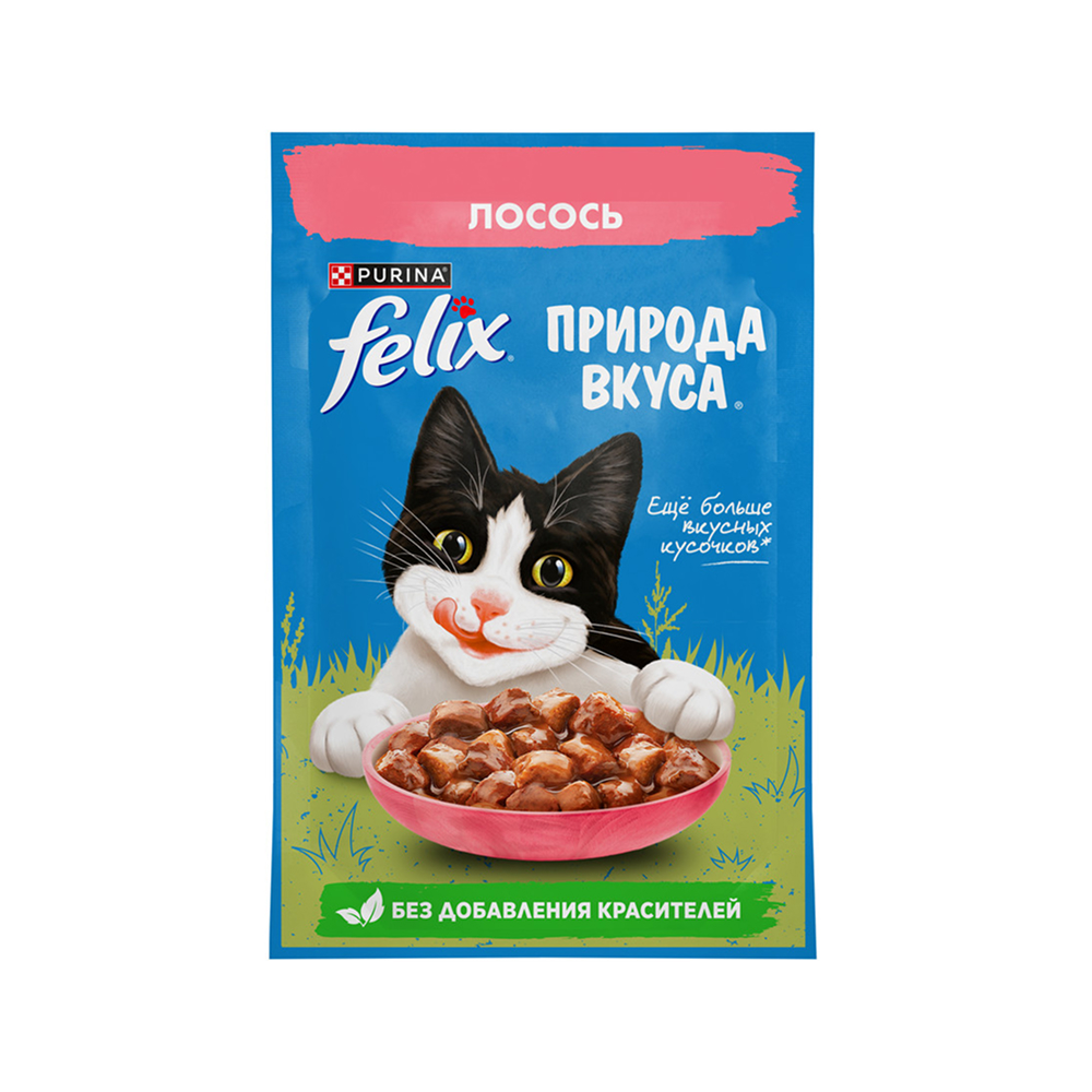 

Felix Влажный корм (пауч) для взрослых кошек Природа вкуса, с лососем в соусе, 75 гр.