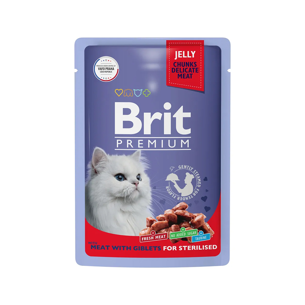 

Brit Premium пауч для взрослых стерилизованных кошек мясное ассорти с потрошками, 85 гр
