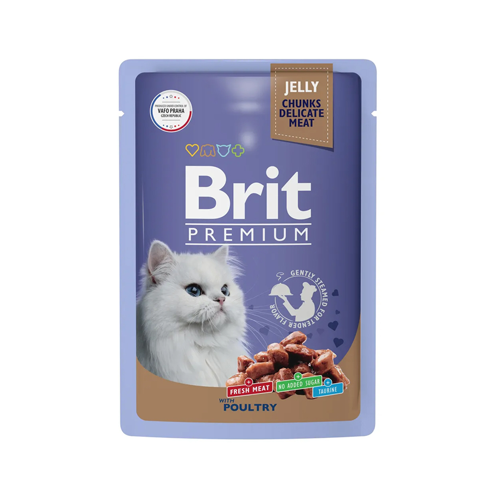 

Brit Premium Влажный корм (пауч) для взрослых кошек, с ассорти из птицы в желе, 85 гр.
