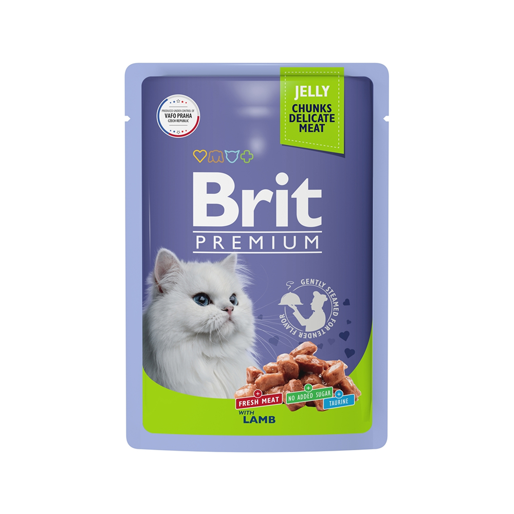 

Brit Premium Влажный корм (пауч) для взрослых кошек, с ягненком в желе, 85 гр.