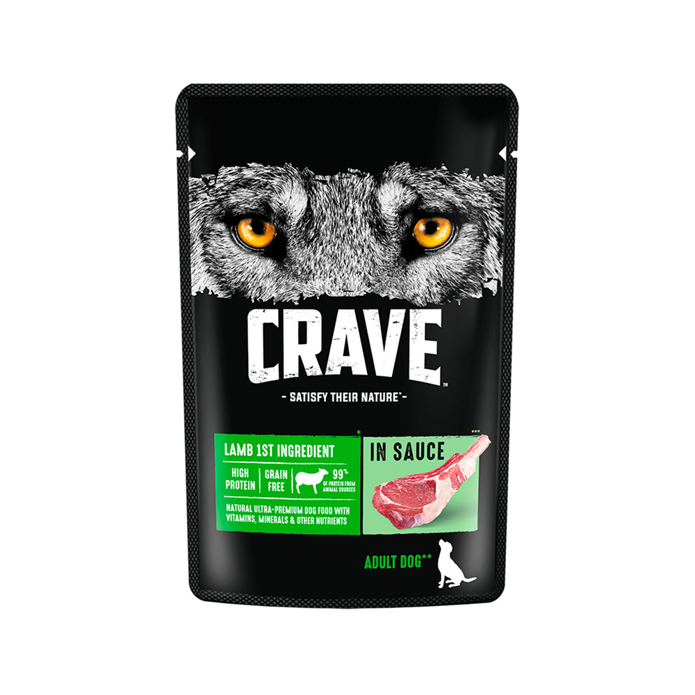 

Crave Влажный корм (пауч) для взрослых собак всех пород, с ягненком в соусе, 85 гр.