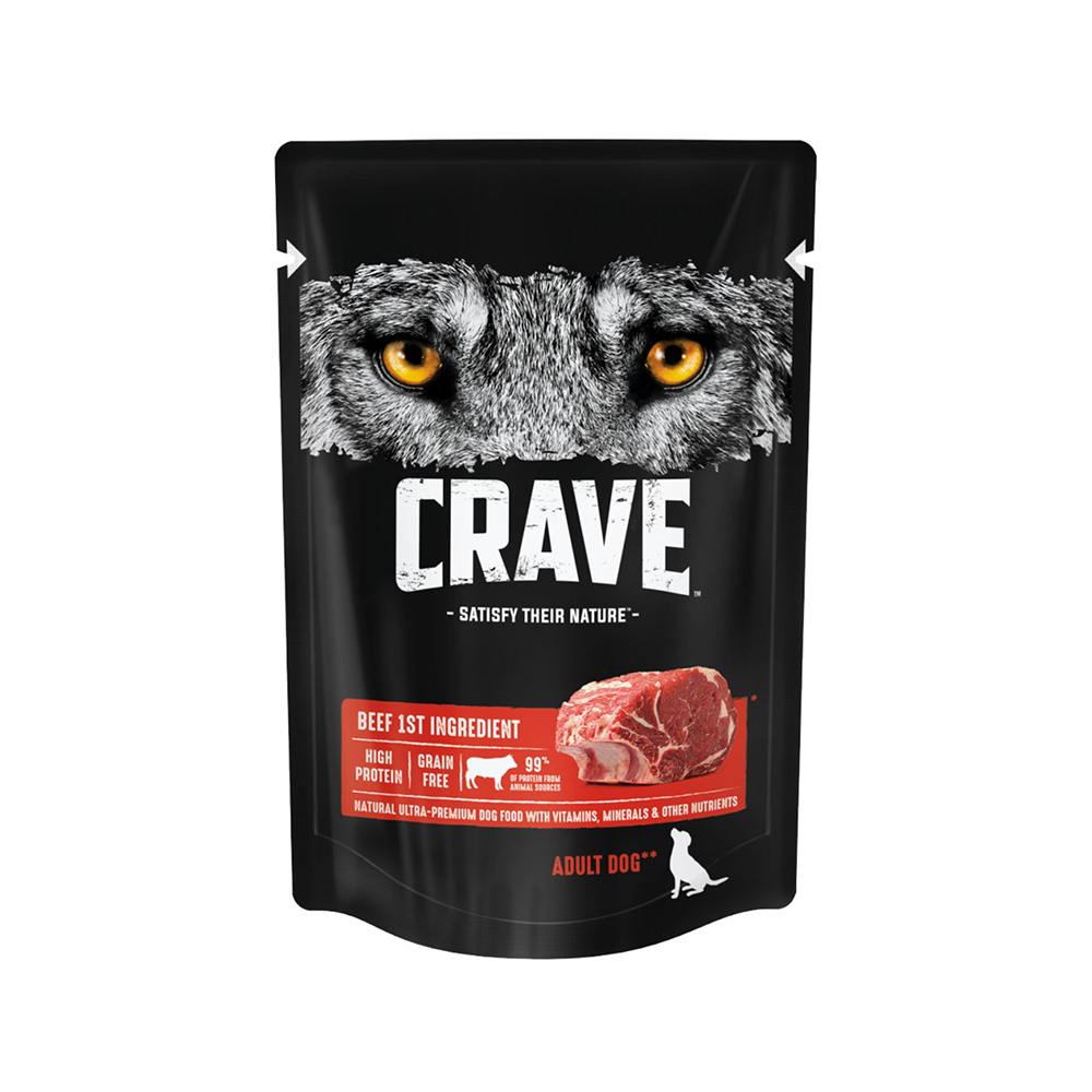 

Crave Влажный корм (пауч) полнорационный для собак всех пород старше 1 года, с говядиной, 85 гр.