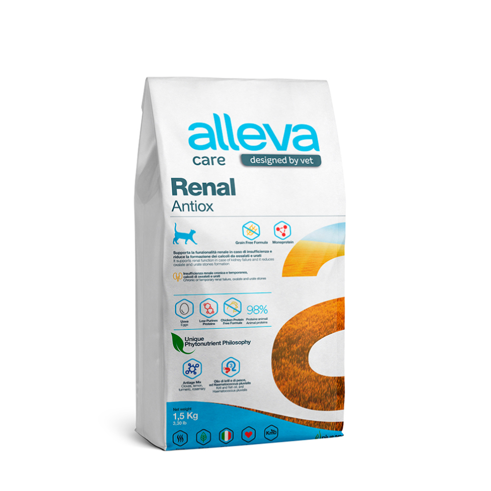 

ALLEVA Care Adult Renal Antiox Сухой диетический корм для кошек, с куриным яйцом, 1,5 кг