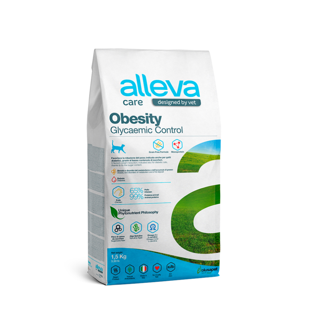 

ALLEVA Care Adult Obesity Glycemic Control Сухой диетический корм для кошек, с океанической рыбой, 1,5 кг