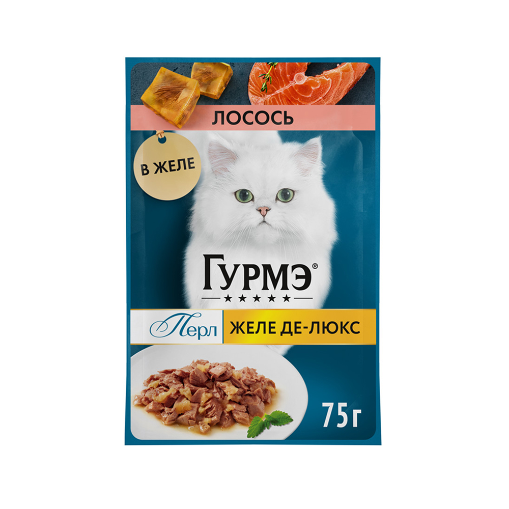 

Gourmet Влажный корм (пауч) для взрослых кошек Желе Де-Люкс, с лососем в желе, 75 гр.