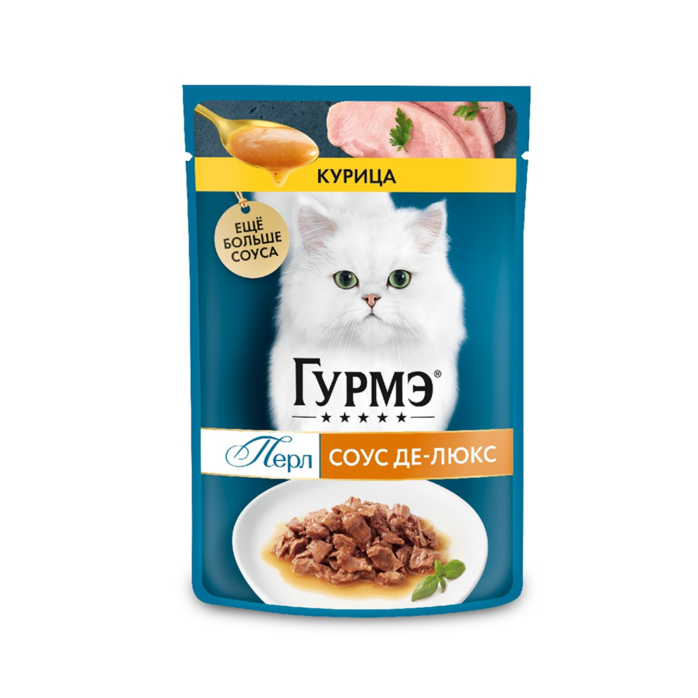 

Gourmet Влажный корм (пауч) для взрослых кошек Перл Соус Де-люкс, с курицей в соусе, 75 гр.