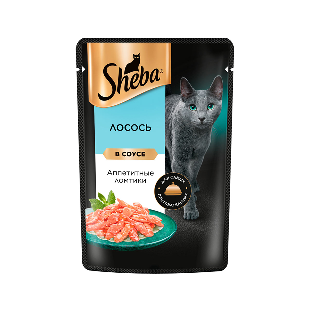 

Sheba Влажный корм (пауч) для кошек Аппетитные ломтики, с лососем в соусе, 75 гр.