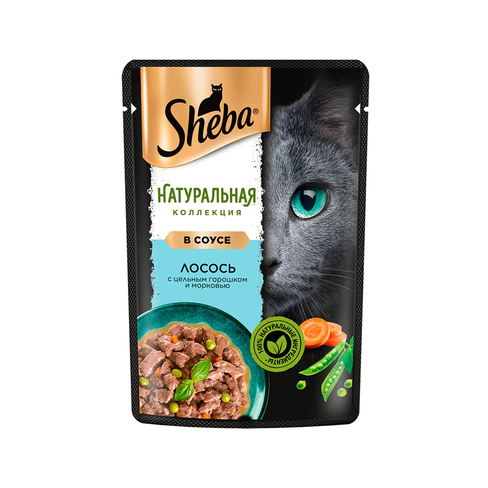 

Sheba Влажный корм (пауч) для кошек Натуральная коллекция, лосось с горошком иморковью в соусе, 75 гр.
