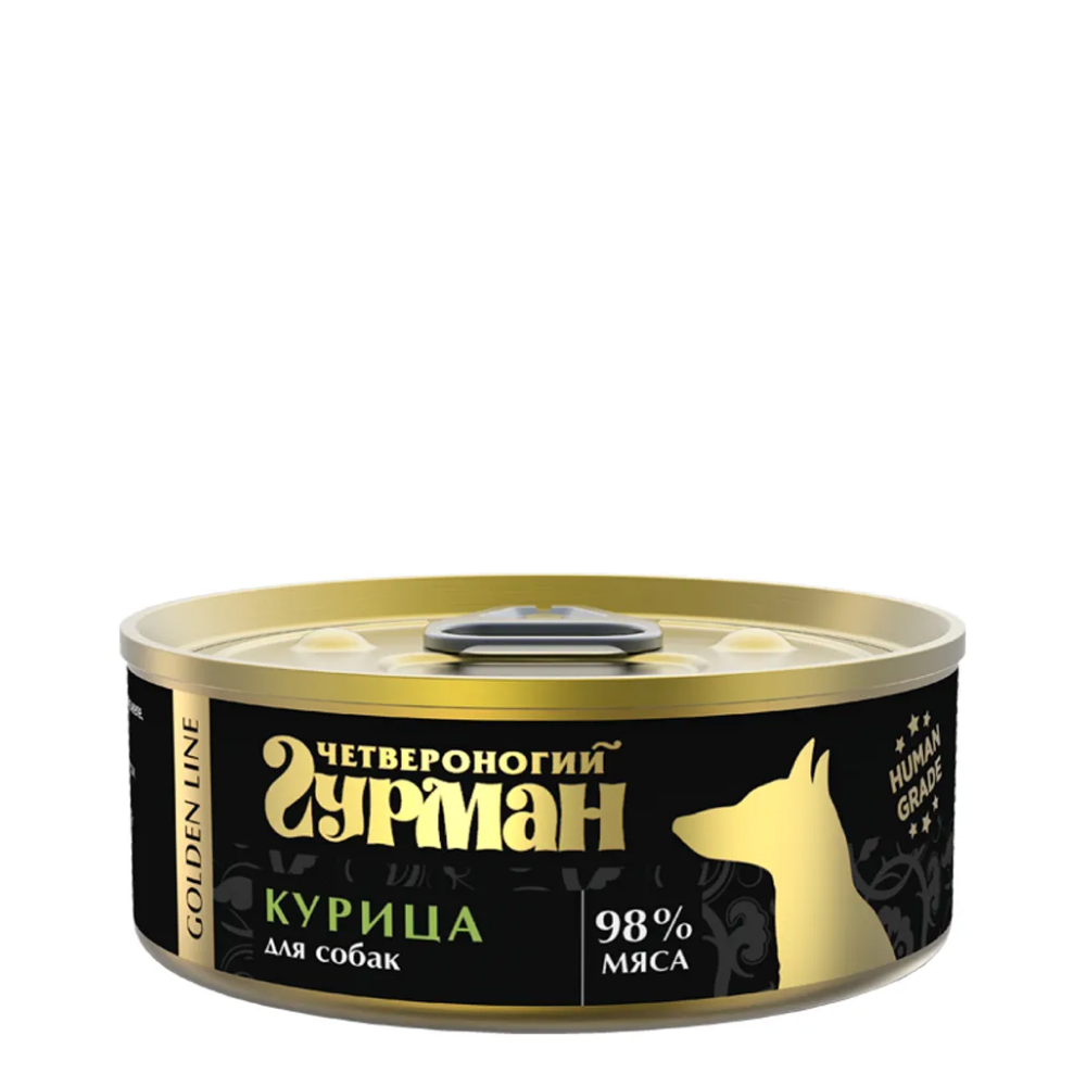 

Четвероногий Гурман Golden Line Влажный корм (консервы) для собак, с курицей, 100 гр.