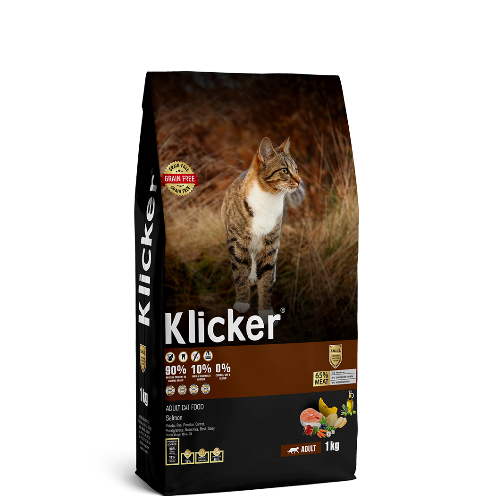 

KLICKER Adult Cat Food Сухой корм для кошек, с лососем, 1 кг