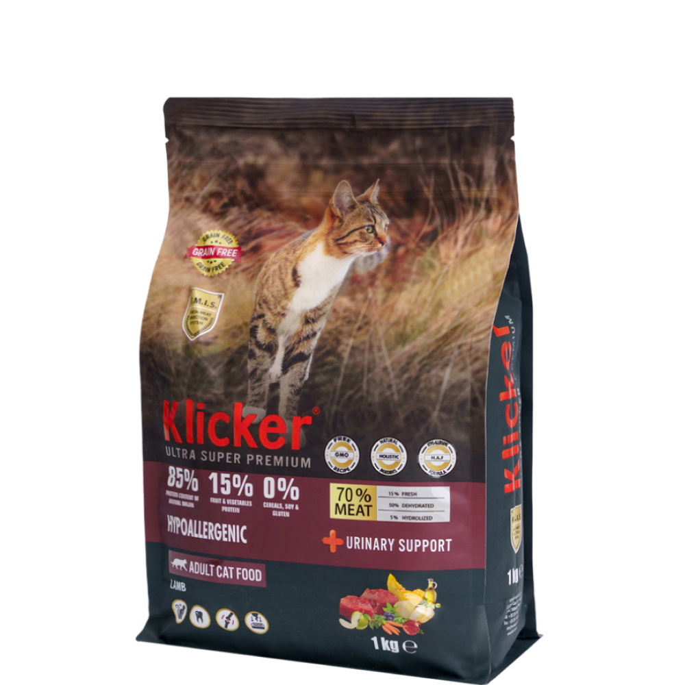 

KLICKER Adult Hypoallergenic Сухой корм гипоаллергенный для кошек, с ягненком, 1 кг