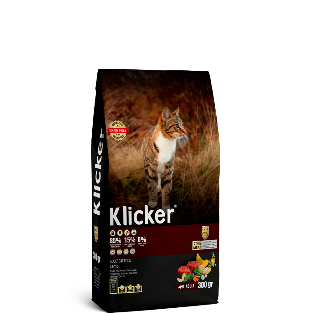 

KLICKER Adult Cat Food Сухой корм для кошек, с ягненком, 0,3 кг