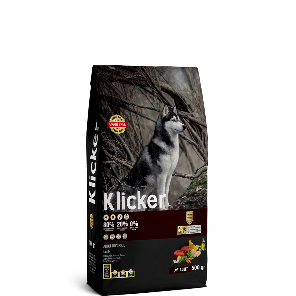 

KLICKER Adult Dog Food Сухой корм для собак всех пород, с ягненком, 500 гр.