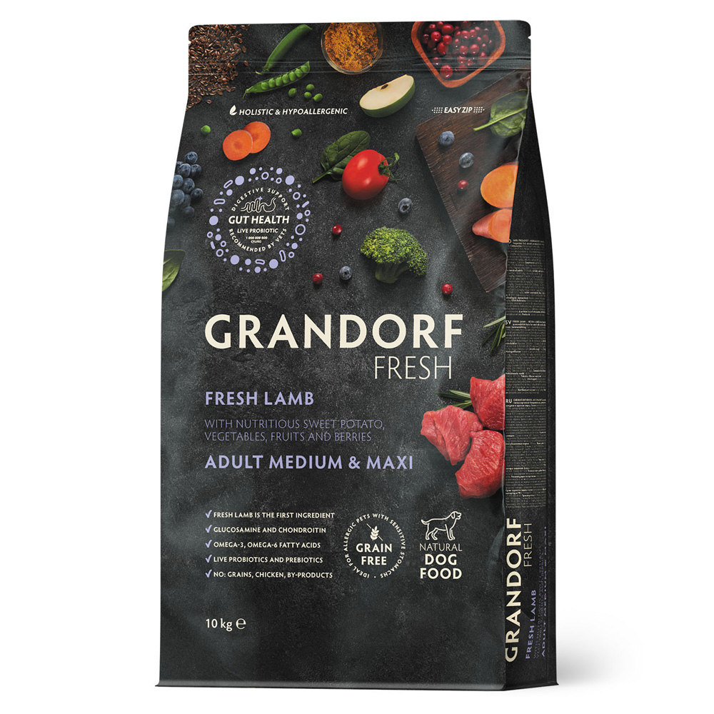 

Grandorf Fresh Adult Сухой корм для собак средних и крупных пород, с ягненком и бататом, 10 кг