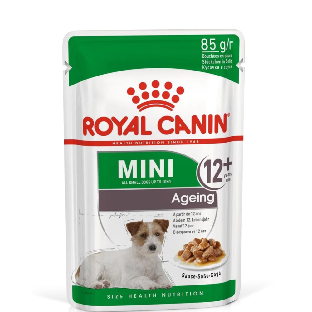 

Royal Canin Mini Ageing 12+ Влажный корм (пауч) для собак мелких размеров старше 12 лет, кусочки в соусе, 85 гр.