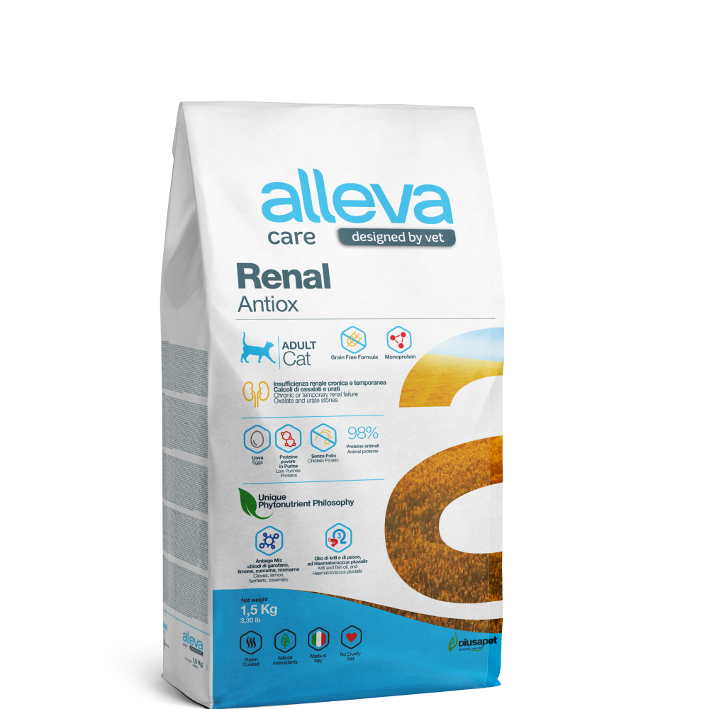 

ALLEVA Care Adult Renal Antiox Сухой диетический корм для взрослых кошек, с куриным яйцом, 1,5 кг