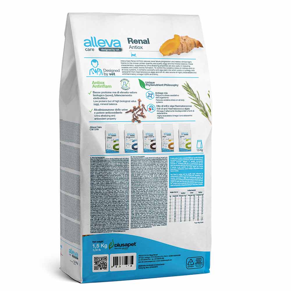 

ALLEVA Care Adult Renal Antiox Сухой диетический корм для кошек, с куриным яйцом, 1,5 кг