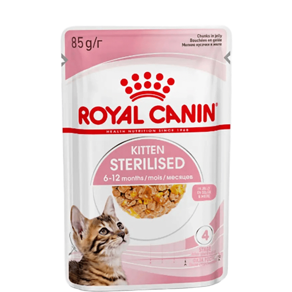 

Royal Canin Kitten Sterilised Влажный корм (пауч) для кастрированных и стерилизованных котят, в желе, 85 гр.