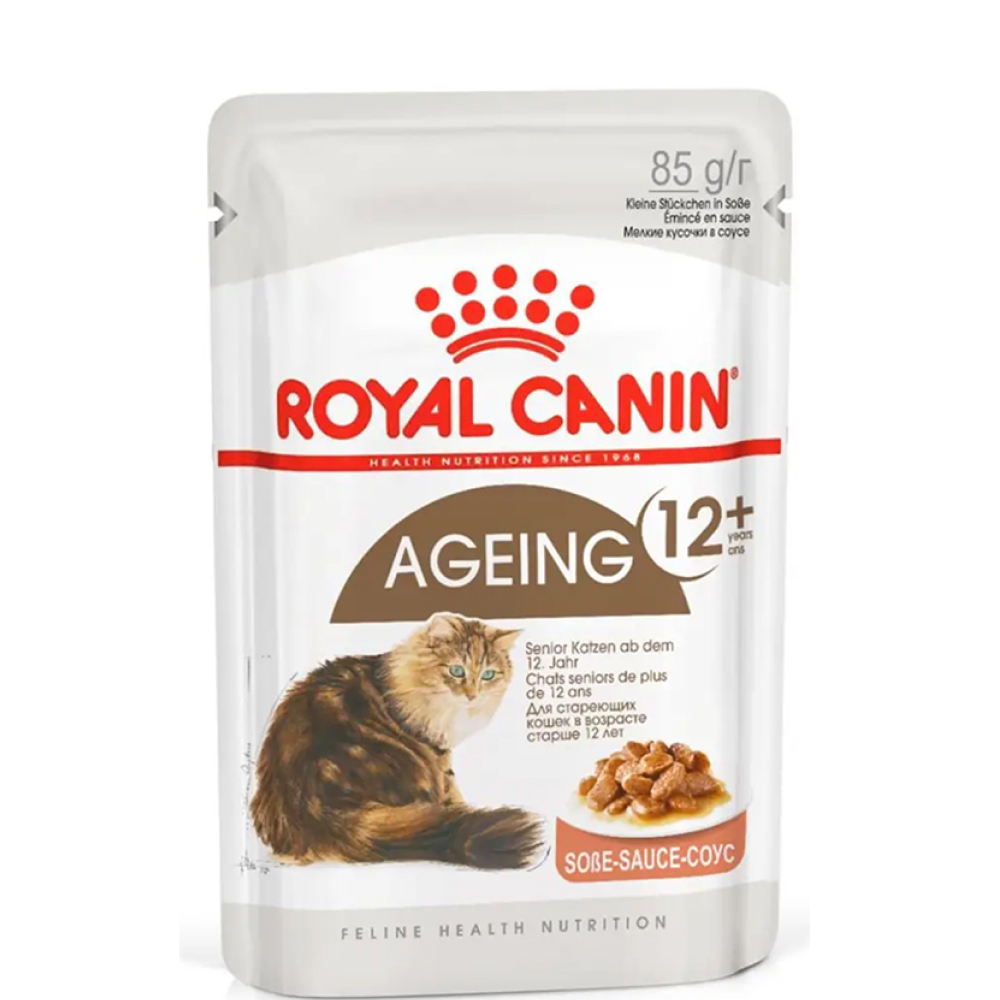 

Royal Canin Ageing 12+ Влажный корм (пауч) для пожилых кошек старше 12 лет, кусочки в соусе, 85 гр.