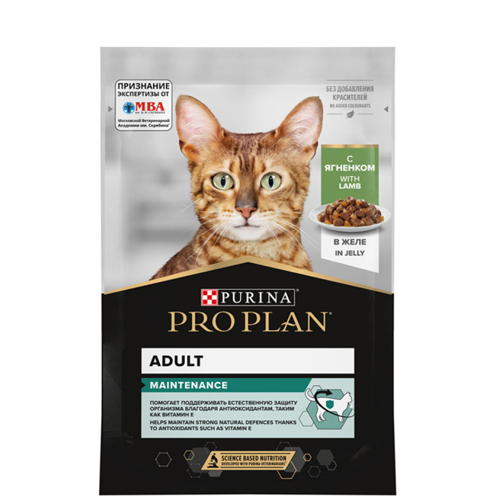 

ProPlan Maintenance Влажный корм (пауч) для взрослых кошек, с ягненком в желе, 85 гр.