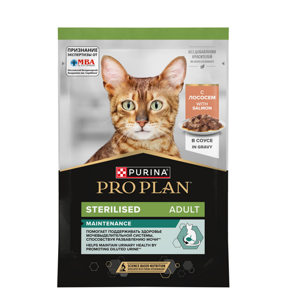 

ProPlan Sterilised MAINTENANCE Влажный корм (пауч) для взрослых стерилизованных кошек, с лососем в соусе, 85 гр.