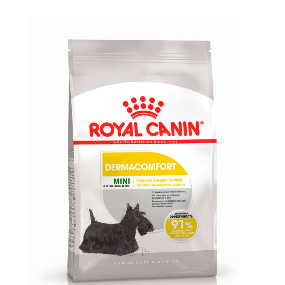 

Royal Canin Mini Dermacomfort Сухой корм для собак маленьких пород, склонных к кожным раздражениям и зуду, 1 кг
