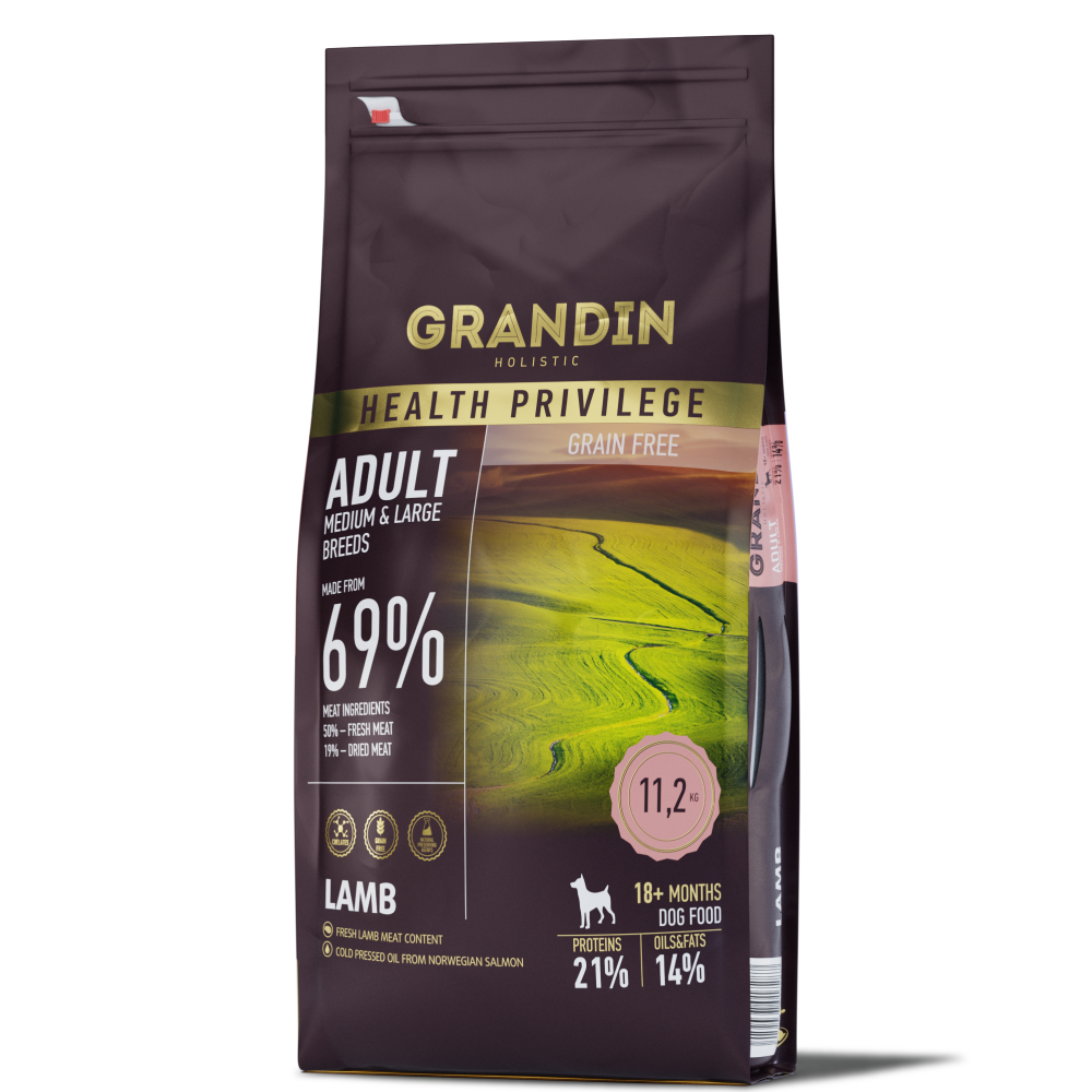 

Grandin Holistic Сухой корм для собак средних и крупных пород, с ягненком, 11,2 кг