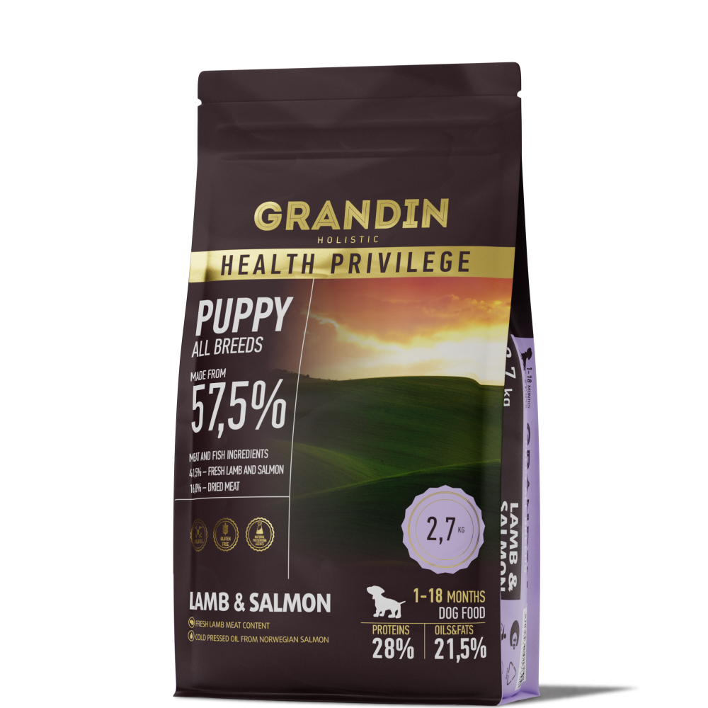 

Grandin Holistic Сухой корм для щенков, с ягненком и лососем, 11,2 кг