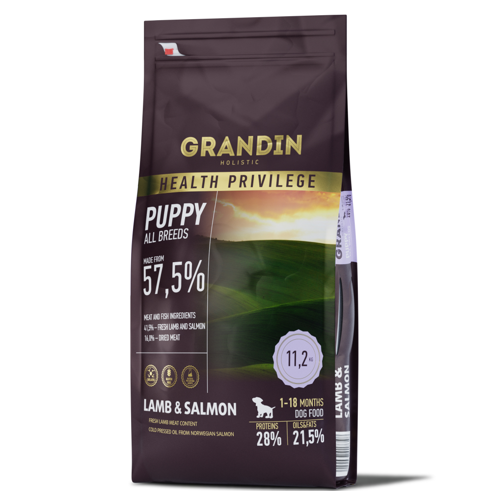 

Grandin Holistic Сухой корм для щенков, с ягненком и лососем, 11,2 кг