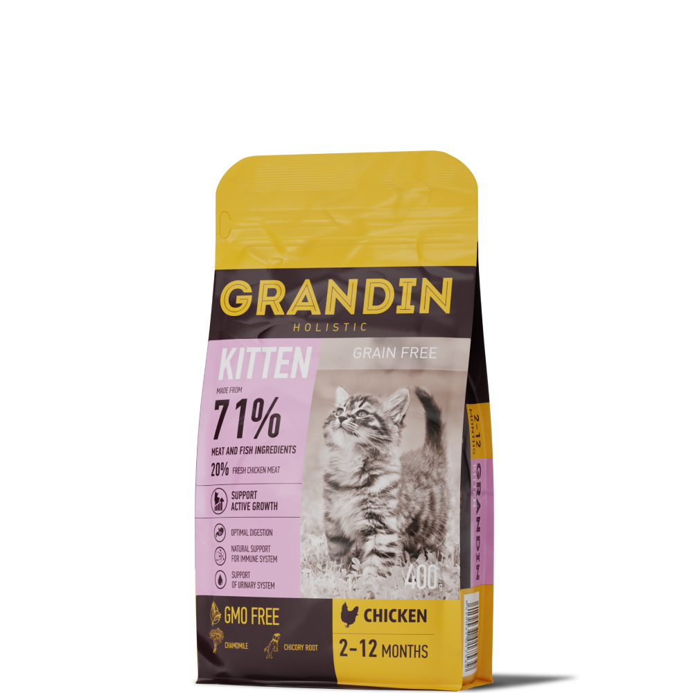 Grandin Kitten Сухой корм для котят, беременных и кормящих кошек, с курицей, 400 гр