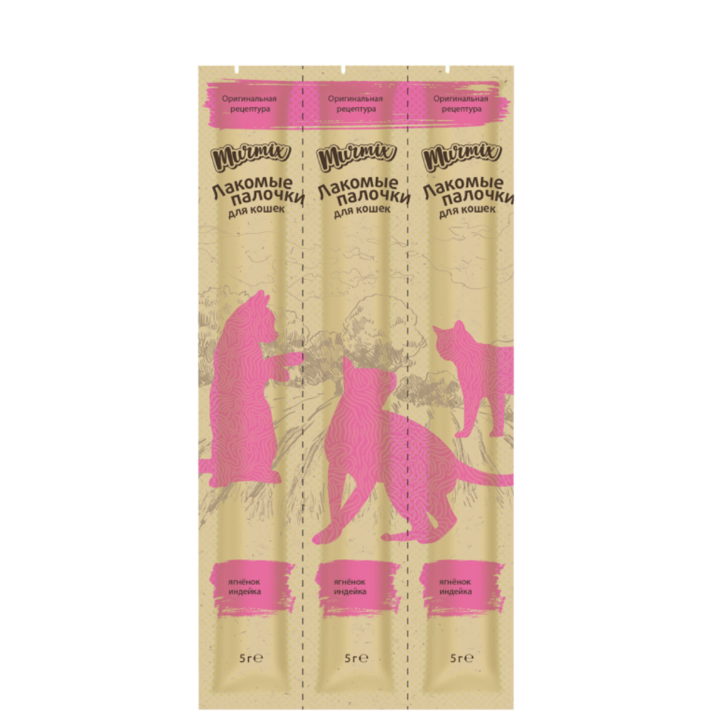 

Murmix Лакомство Лакомые палочки с индейкой и ягненком для кошек, 3х5 гр.