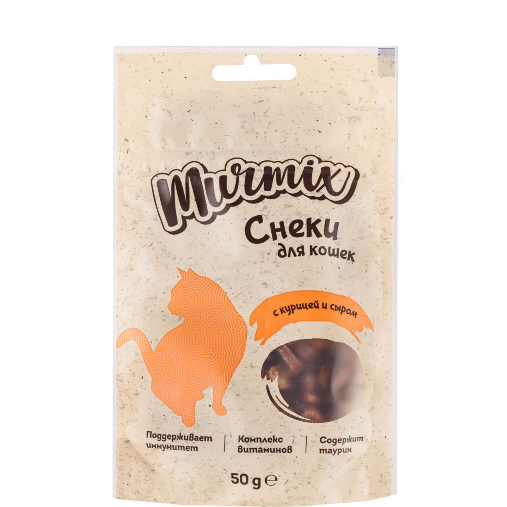 

Murmix Лакомство Снеки с курицей и сыром для кошек, 50 гр.