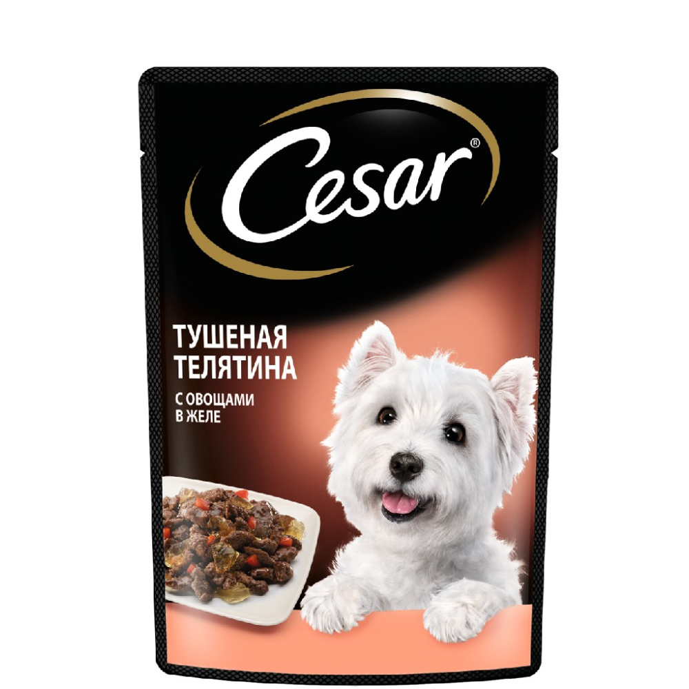 

Cesar Влажный корм (пауч) для собак, телятина с овощами, 85 гр.