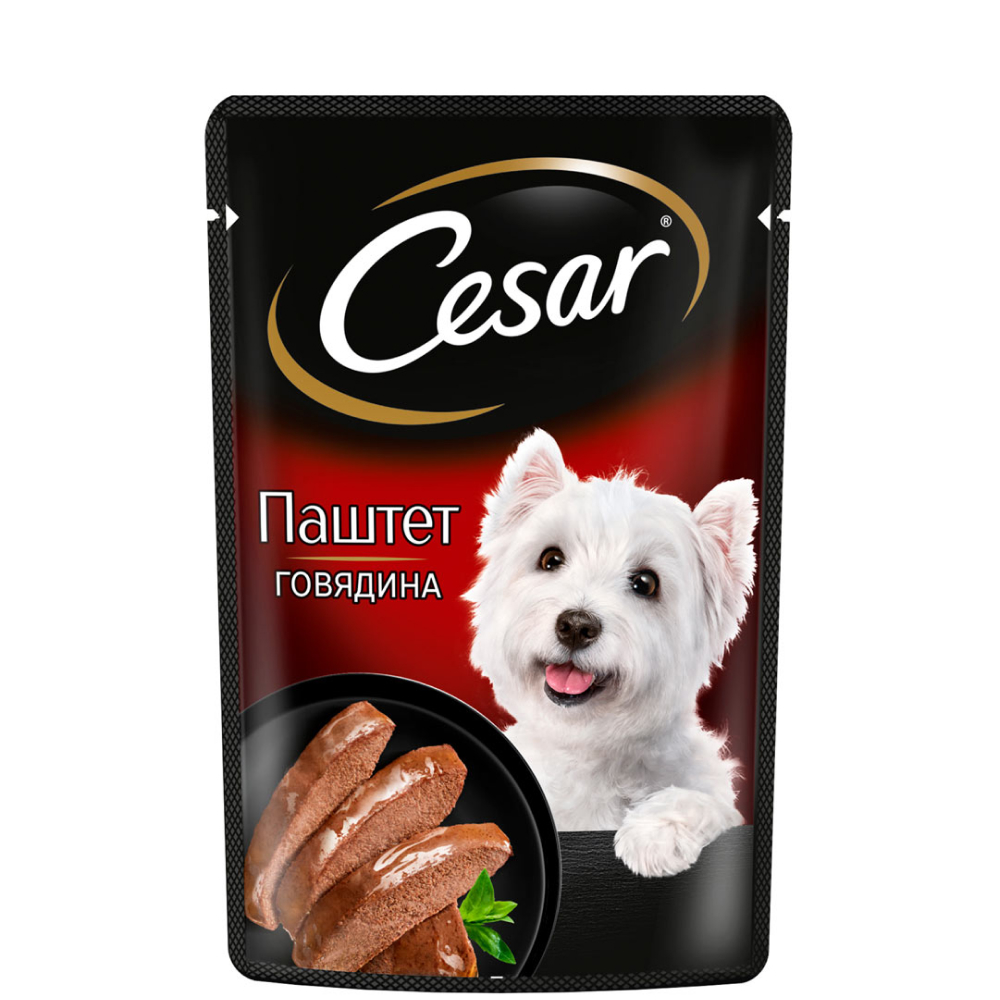 

Cesar Влажный корм (пауч) для взрослых собак всех пород, паштет с говядиной, 80 гр.