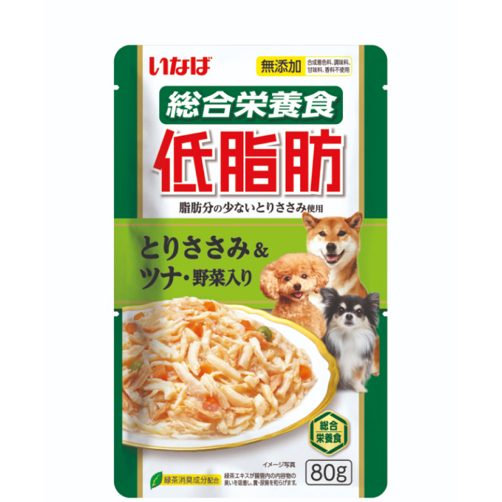 

INABA CIAO Teishibo Влажный корм (пауч) для собак, куриное филе с тунцом и овощами в желе, 80 гр.