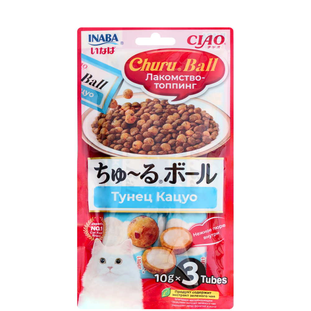 

INABA CIAO Лакомство-топпинг Тунец Кацуо для кошек, 3х10 гр.