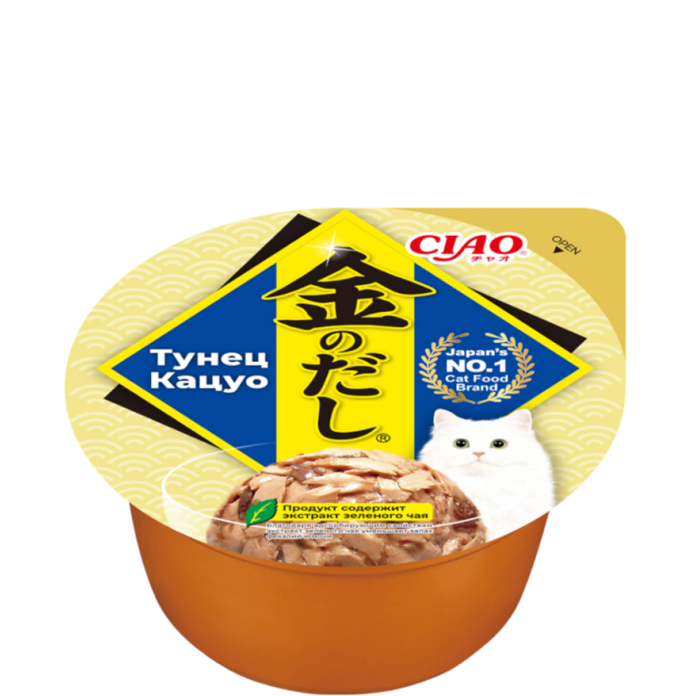 

INABA CIAO Kinnodashi cup Влажный корм (консервы) для кошек, тунец кацуо, 70 гр.