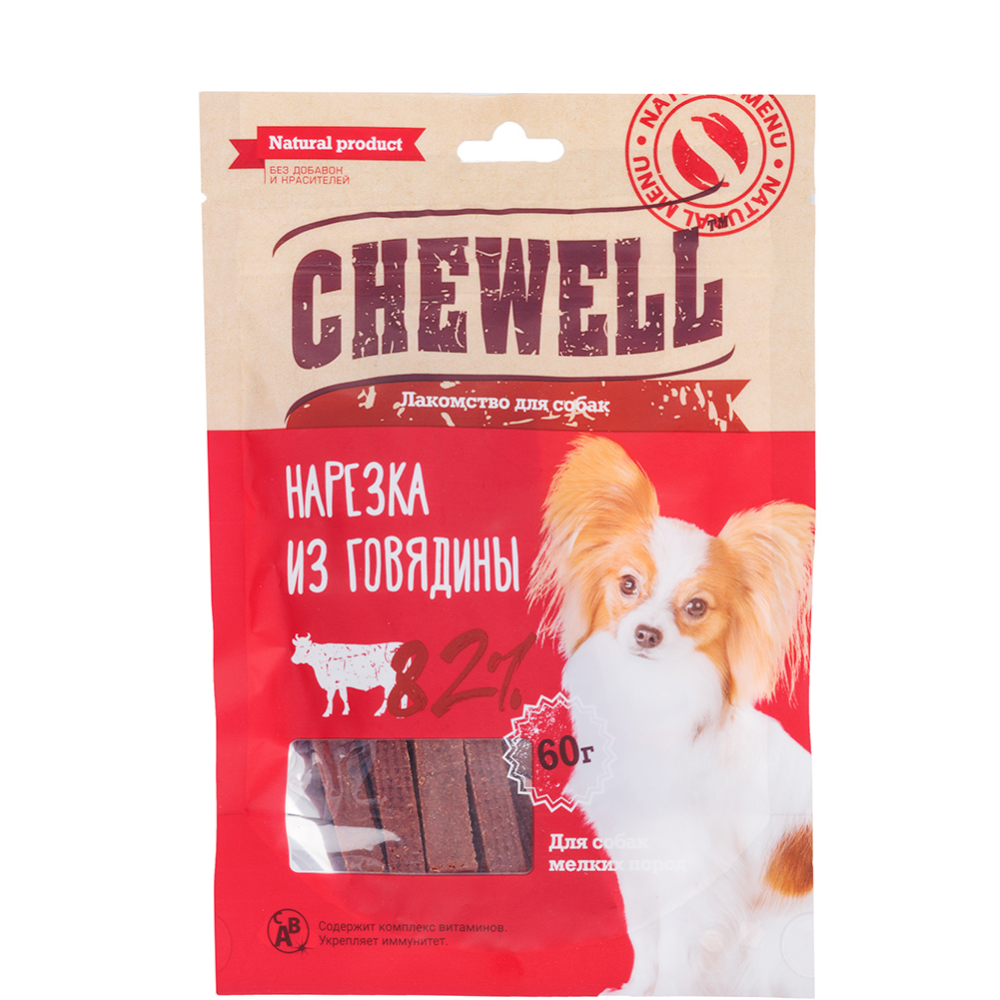 

Chewell Лакомство Нарезка из говядины для собак мелких пород, 60 гр.