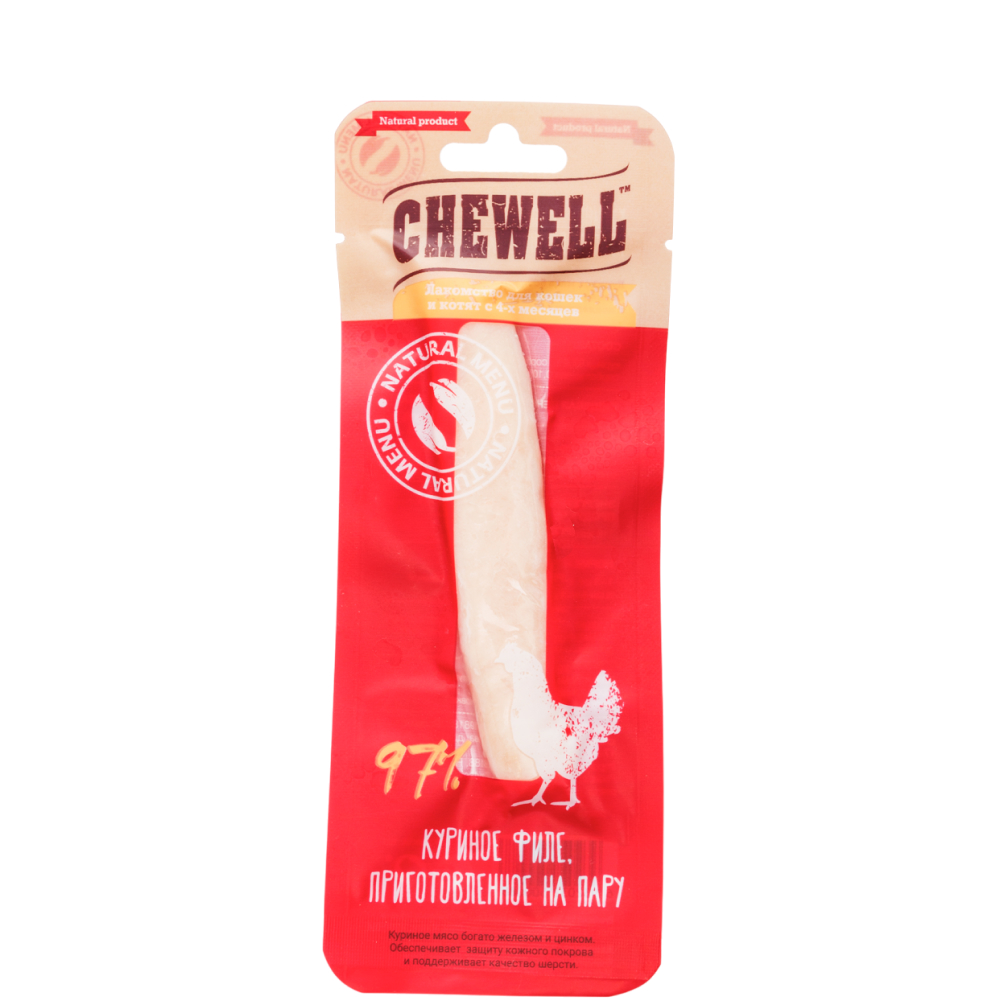

Chewell Лакомство Куриное филе на пару для кошек и котят, 10 гр.