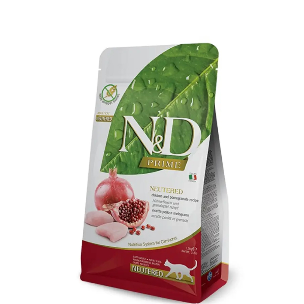 

Farmina N&D Prime Сухой корм для стерилизованных кошек, с курицей и гранатом, 1,5 кг