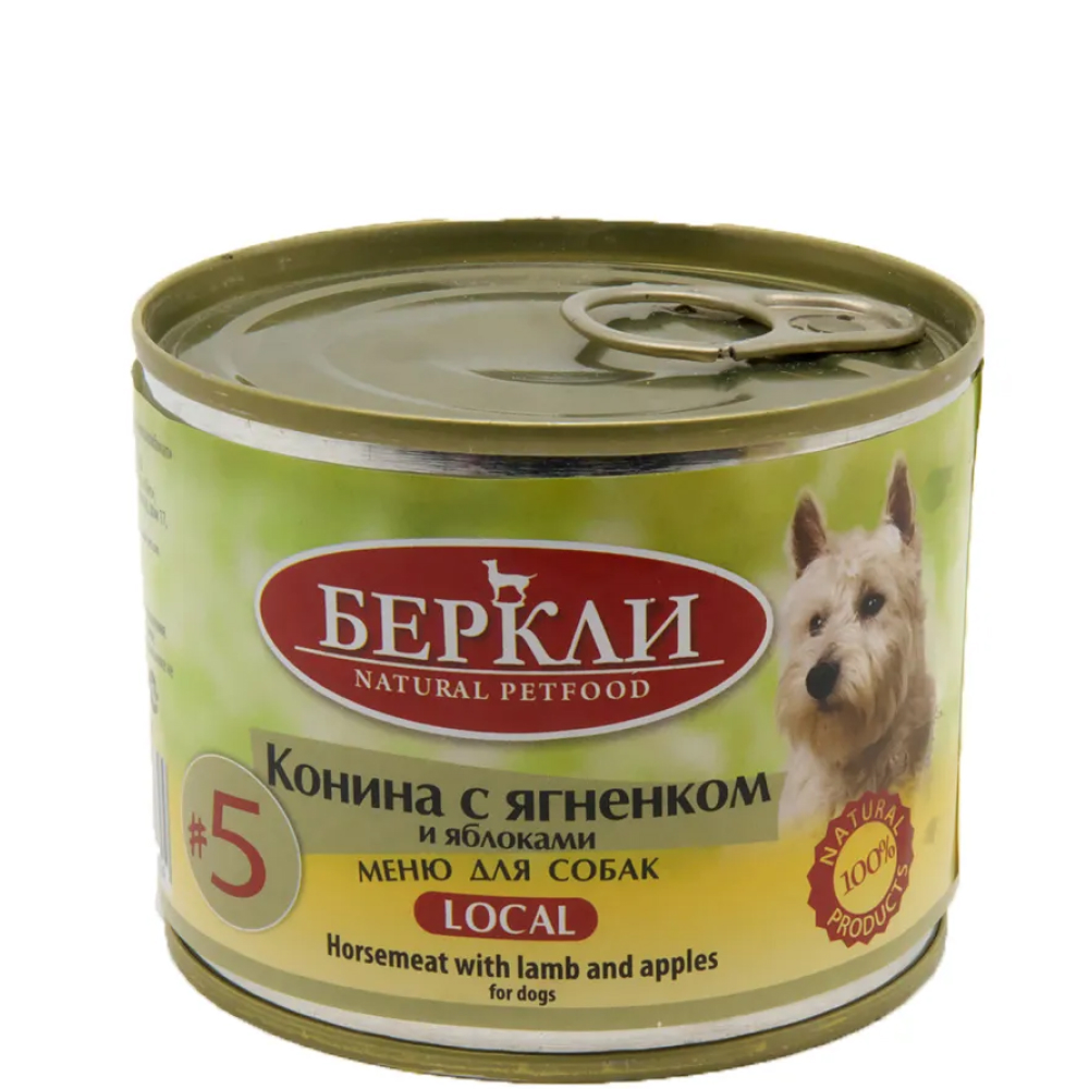 

Berkley Влажный корм (консервы) для собак, с кониной, ягненком и яблоками, 200 гр.