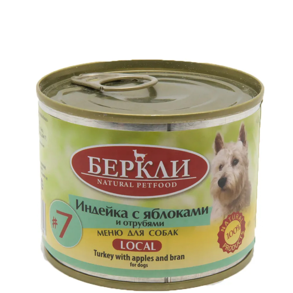 

Berkley Влажный корм (консервы) для собак, с индейкой, яблоками и отрубями, 200 гр.