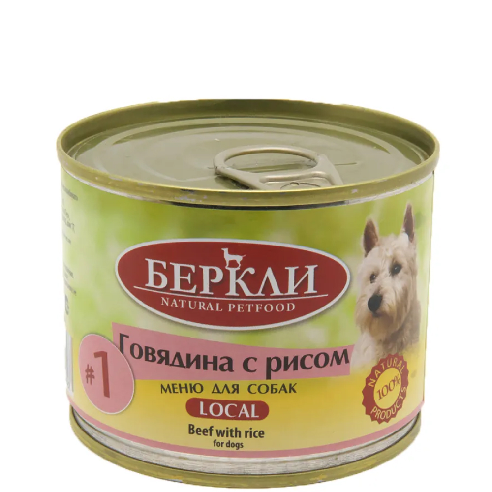 

Berkley Влажный корм (консервы) для собак, с говядиной и рисом, 200 гр.